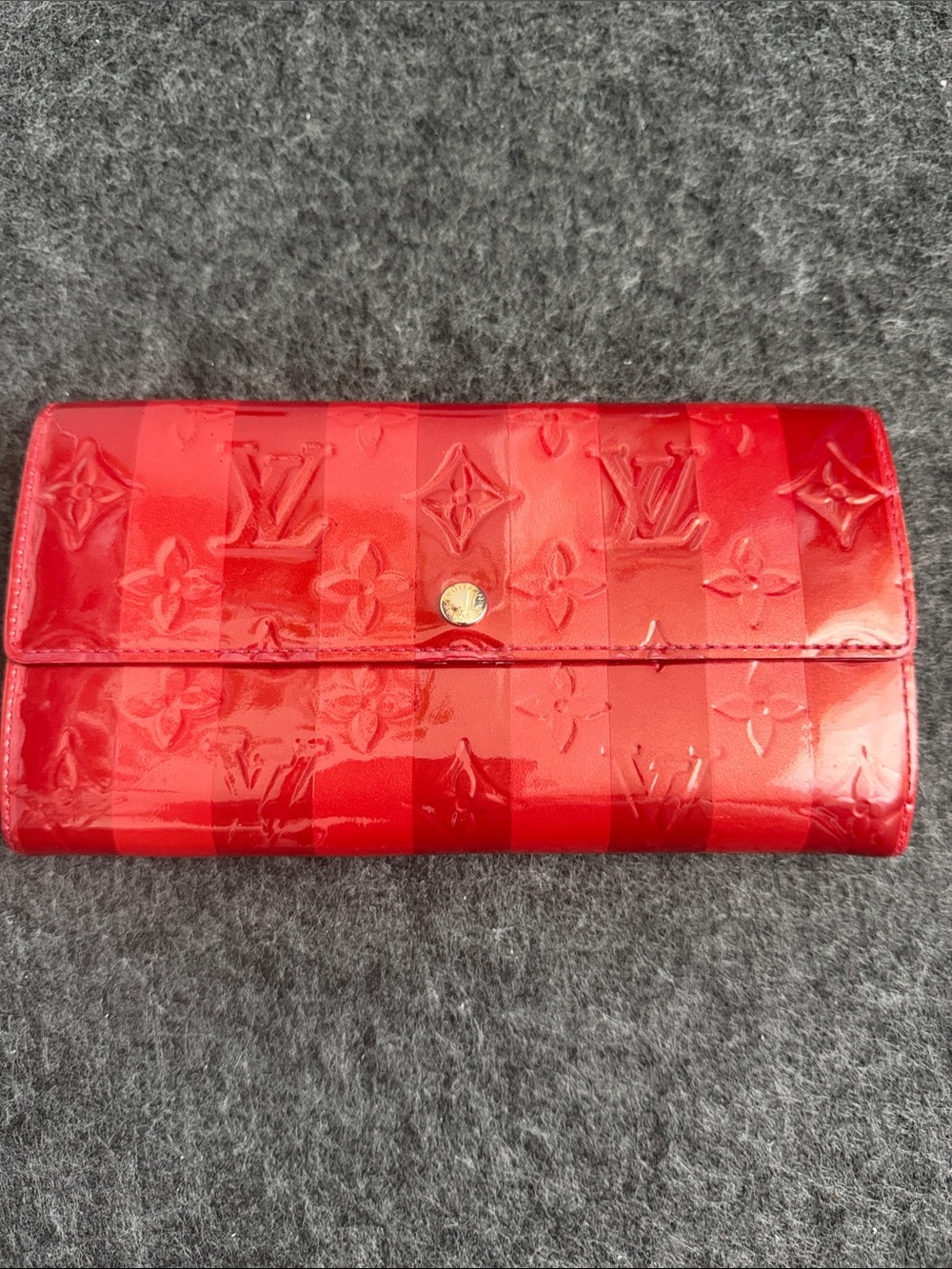 Louis Vuitton Red Vernis Monogram Long Wallet